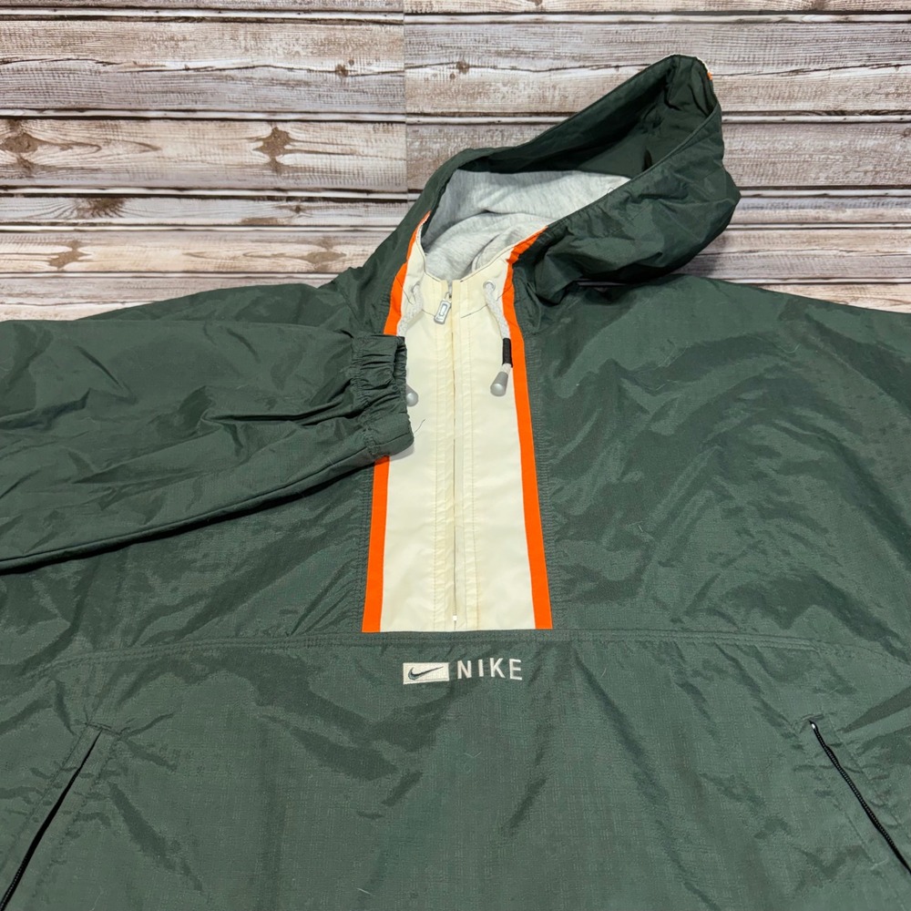 Nike Vintage Windbreaker Anorak Jacket Y2K‎ Green Orange Half Zip Hooded Small